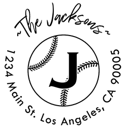 Baseball Outline Letter J Monogram Stamp Sample